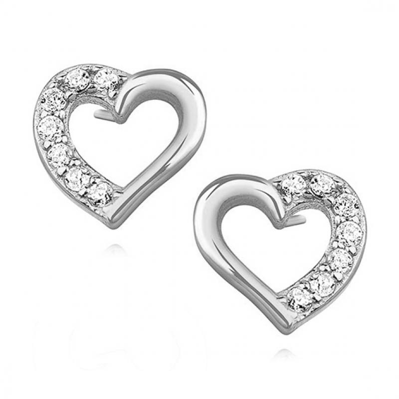 Cercei argint inima cu pietre DiAmanti Z1091E-DIA (Argint 925‰ 1,1 g.)